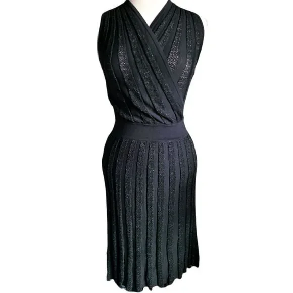 Anthropologie | Dresses | Anthropologie Ribbed Metallic Vneck Knit Dress  Small | Poshmark